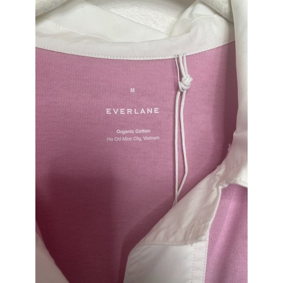 Everlane Medium The Organic Cotton Polo Mini Shirt Dress Purple Short Sleeve New - Picture 10 of 15
